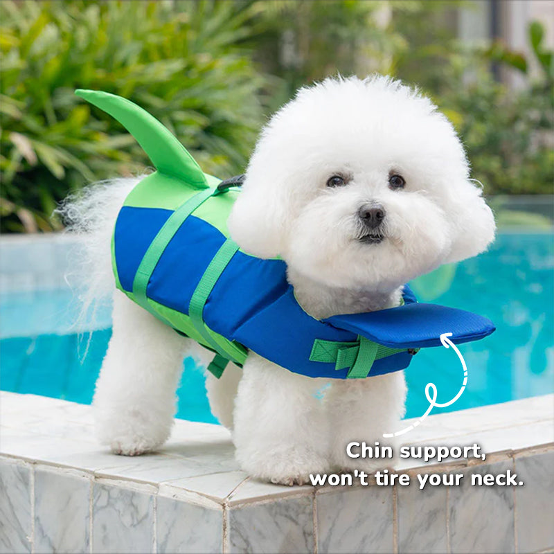 Dog Life Jacket Adjustable Pet Swim Vest – Flotation Safety Rescue Vest for Pool, Surf & Water, with Grab Handle (Tail Design)