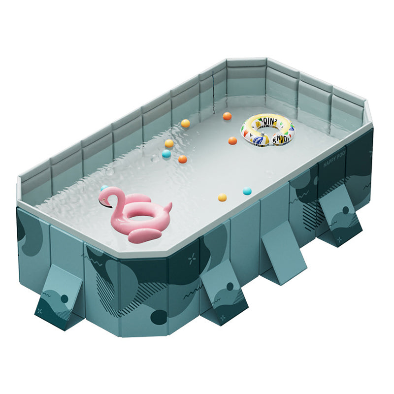 Large Foldable Rectangular Family Swimming Pool, Non-Inflatable Above Ground Pool, Easy Setup Outdoor Pool for Adults and Kids