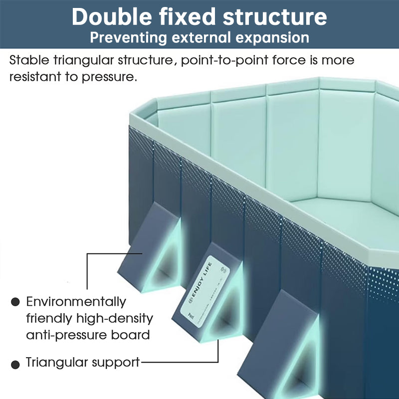 Large Foldable Rectangular Family Swimming Pool, Non-Inflatable Above Ground Pool, Easy Setup Outdoor Pool for Adults and Kids