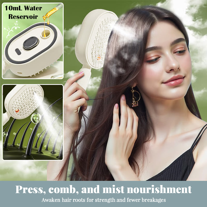 Electric Steam Hair Brush with Mist, Ionic Straightening Comb for Less Breakage & No Residue, Smooth Shiny Hair Styling Tool