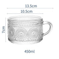 450ml Nordic Vintage Embossed Glass Sunflower Coffee Cup Pearl Milk Cup Milk Tea Cold Drink Juice Cup