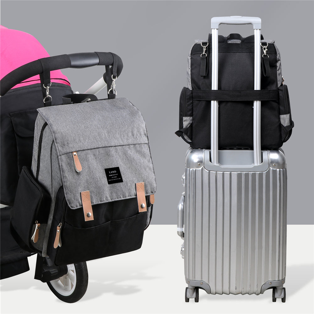 Land Large Capacity Diaper Bag Fashion Travel Backpack for Mom and Dad Solid Mummy Bags Stroller Organizer Bag for Baby Care