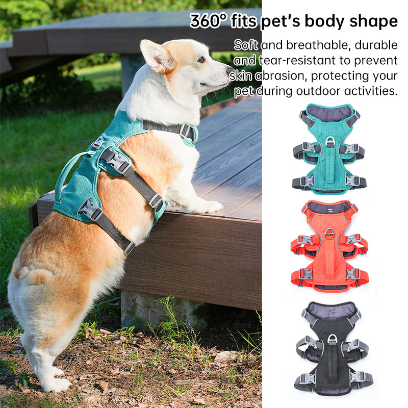 Reflective No-Escape Dog Harness with Control Handle – Padded Nylon Vest for Training, Walking & Anti-Theft Safety