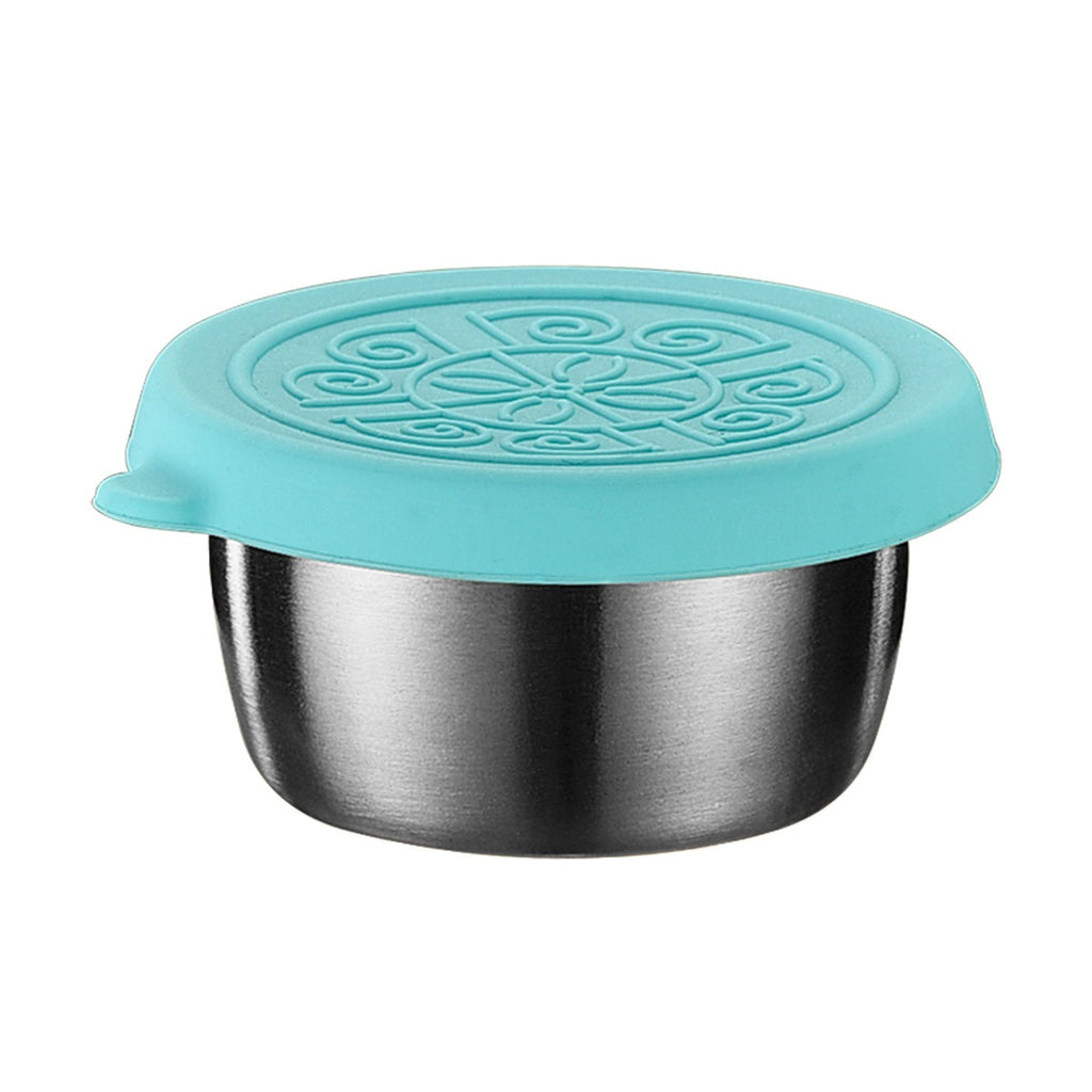 Stainless steel sauce cup with silicone cover 40ml dipping cup portable sauce seasoning dish