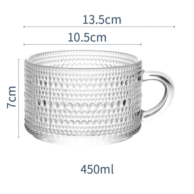 450ml Nordic Vintage Embossed Glass Sunflower Coffee Cup Pearl Milk Cup Milk Tea Cold Drink Juice Cup