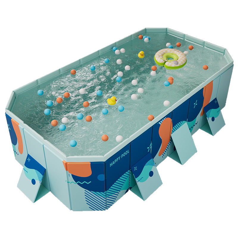 Large Foldable Rectangular Family Swimming Pool, Non-Inflatable Above Ground Pool, Easy Setup Outdoor Pool for Adults and Kids